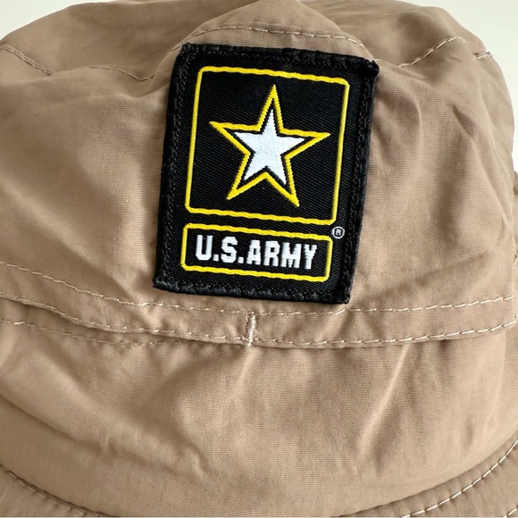 US Army Boonie Bucket Hat Mens Womens Brown Khaki Adjustable Removable Chin Cord - Picture 3 of 12